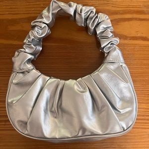 Small silver bag with ruched handle, NWOT